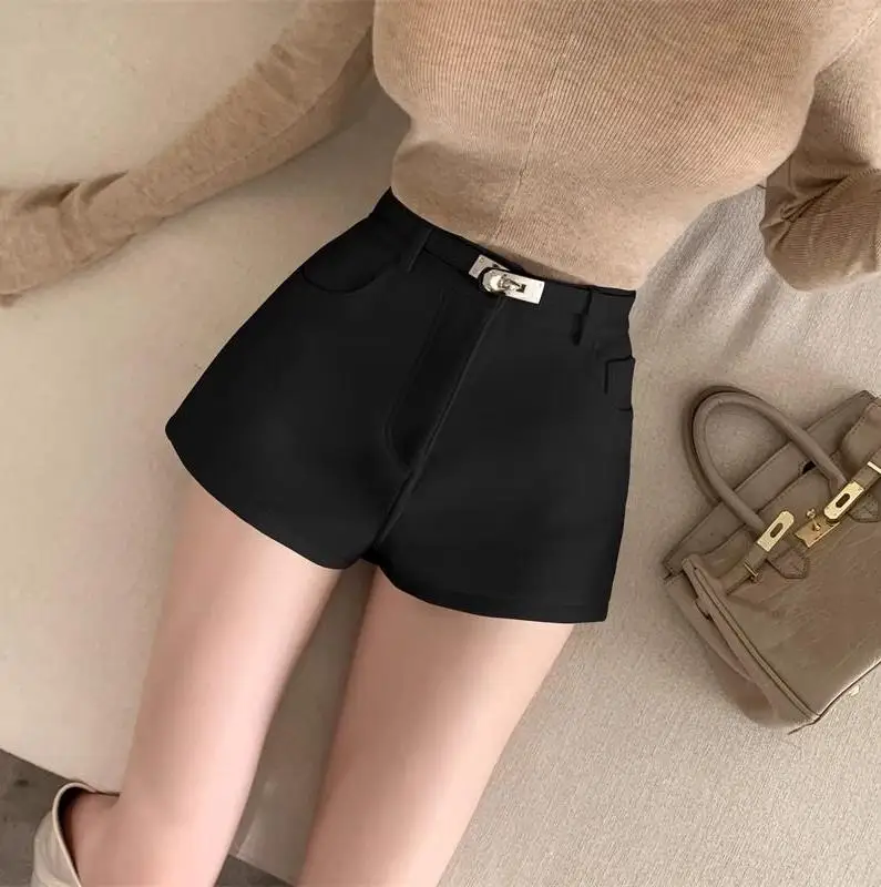 Aoaiiys Shorts Women's High Waist Spice Girls A-Line Short Khaki Elastic Casual Sexy Mini Shorts Spring Autumn New Fashion Short