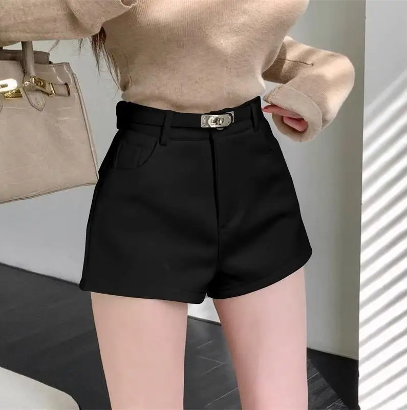 Aoaiiys Shorts Women's High Waist Spice Girls A-Line Short Khaki Elastic Casual Sexy Mini Shorts Spring Autumn New Fashion Short