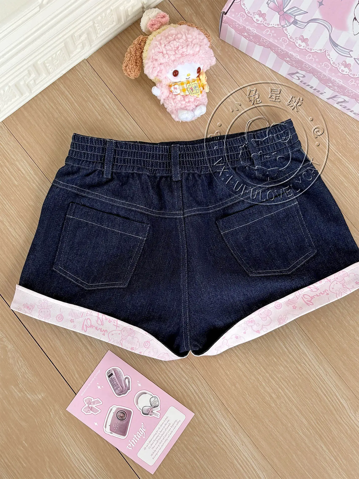 Original Japanese Sweet Girls Cartoon Embroidered Denim Shorts Summer New Daughter Clothing Y2k Shorts Short Sleeve T-shirt