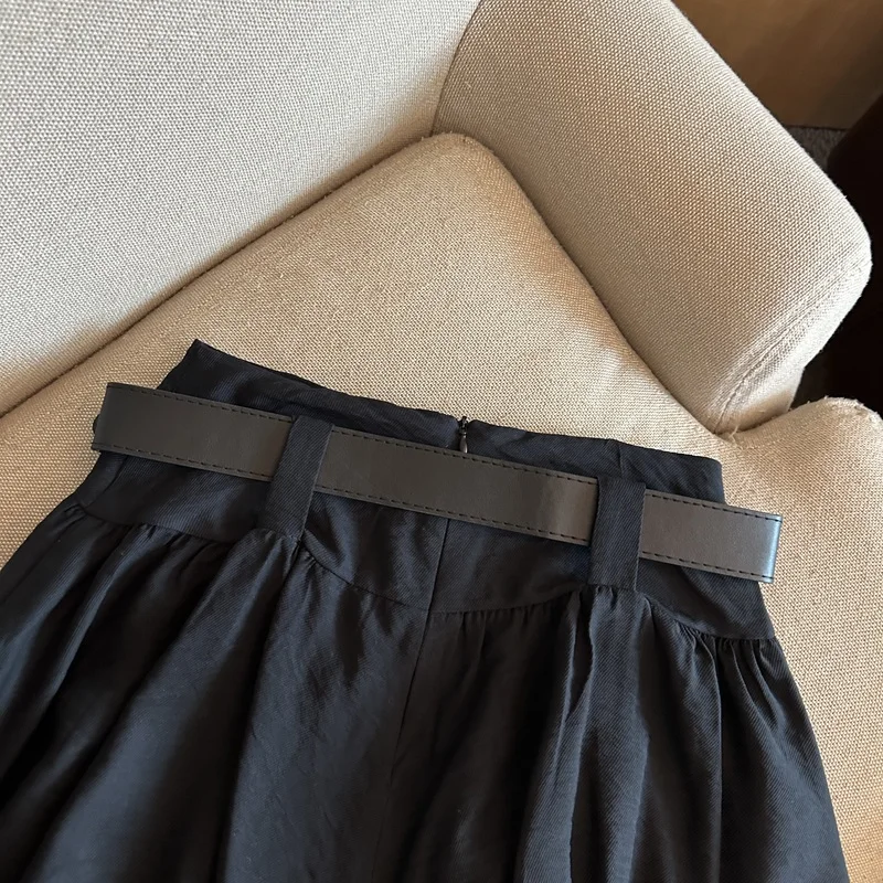 MEXZT Streetwear Belt Shorts Women Fashion Black High Waist Bud Shorts Summer Korean White Casual Design A Line Short Pants New