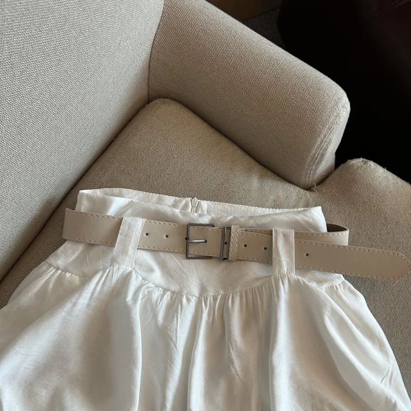 MEXZT Streetwear Belt Shorts Women Fashion Black High Waist Bud Shorts Summer Korean White Casual Design A Line Short Pants New