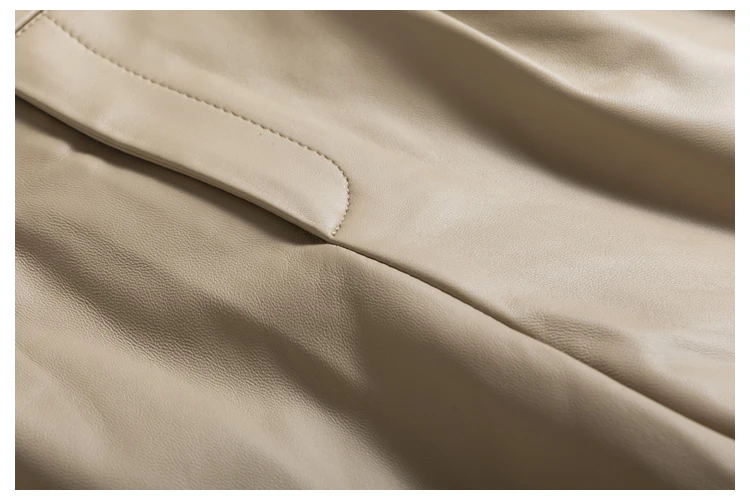 Classic Simple Imported Lambskin Shorts For Women Femme Elastic Waist Wide Leg Pocket Bermuda Leather Pants Mujer Slim Trousers