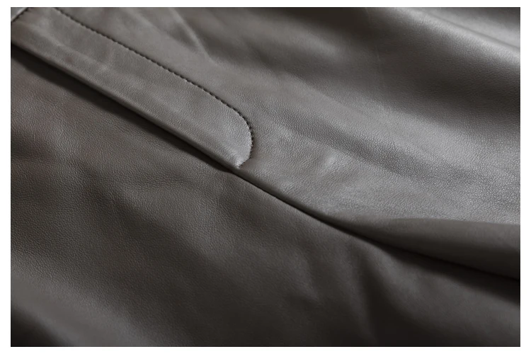 Classic Simple Imported Lambskin Shorts For Women Femme Elastic Waist Wide Leg Pocket Bermuda Leather Pants Mujer Slim Trousers