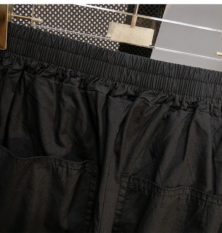 Retro Black Leisure Comfortable Shorts Women Summer New Green Elastic High Waist Loose Wide Leg Ankle-length Pants Oversized New