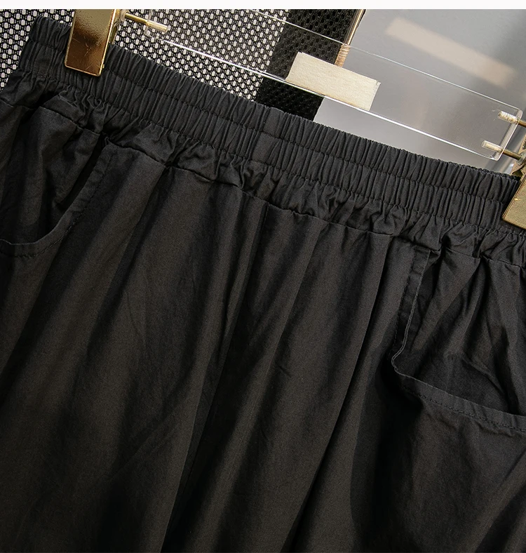 Retro Black Leisure Comfortable Shorts Women Summer New Green Elastic High Waist Loose Wide Leg Ankle-length Pants Oversized New