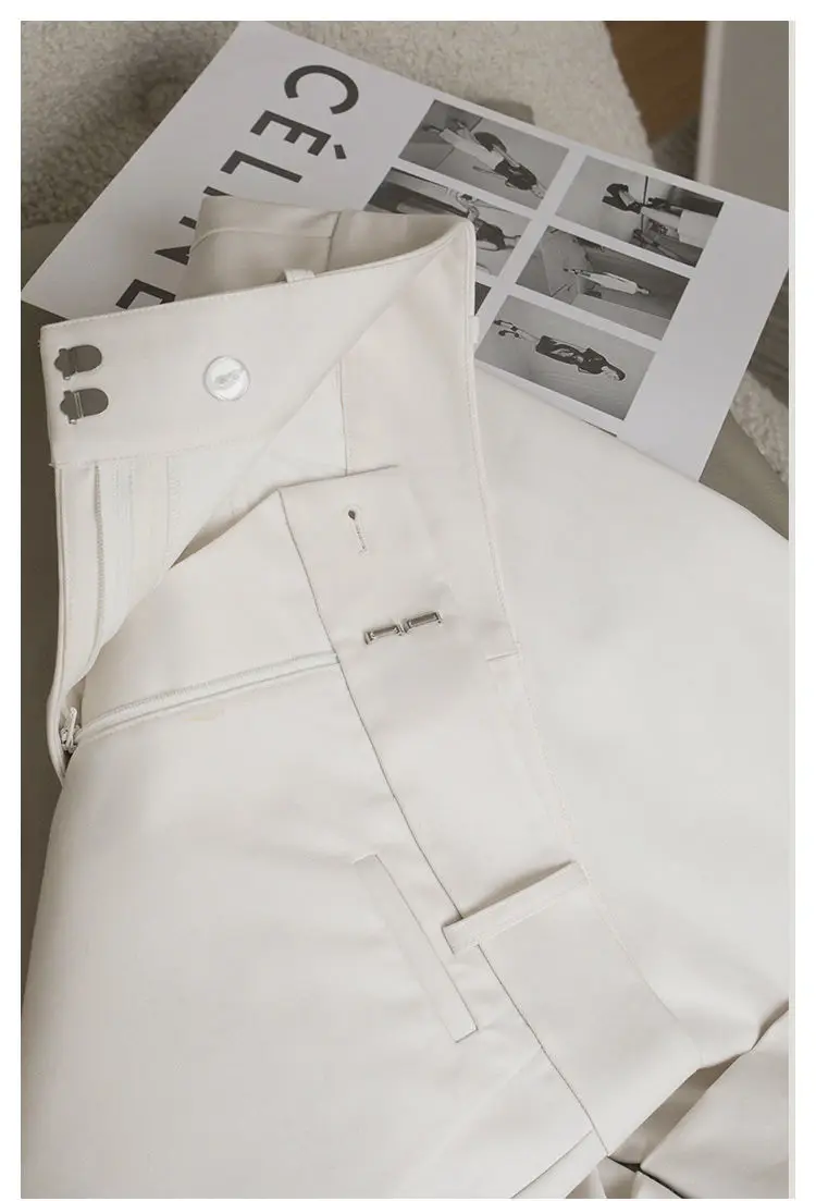 Women's Summer Shorts High Waist Knee Length Straight Pants with Belt Office Khaki White Black Casual Short Pants Women Fashion