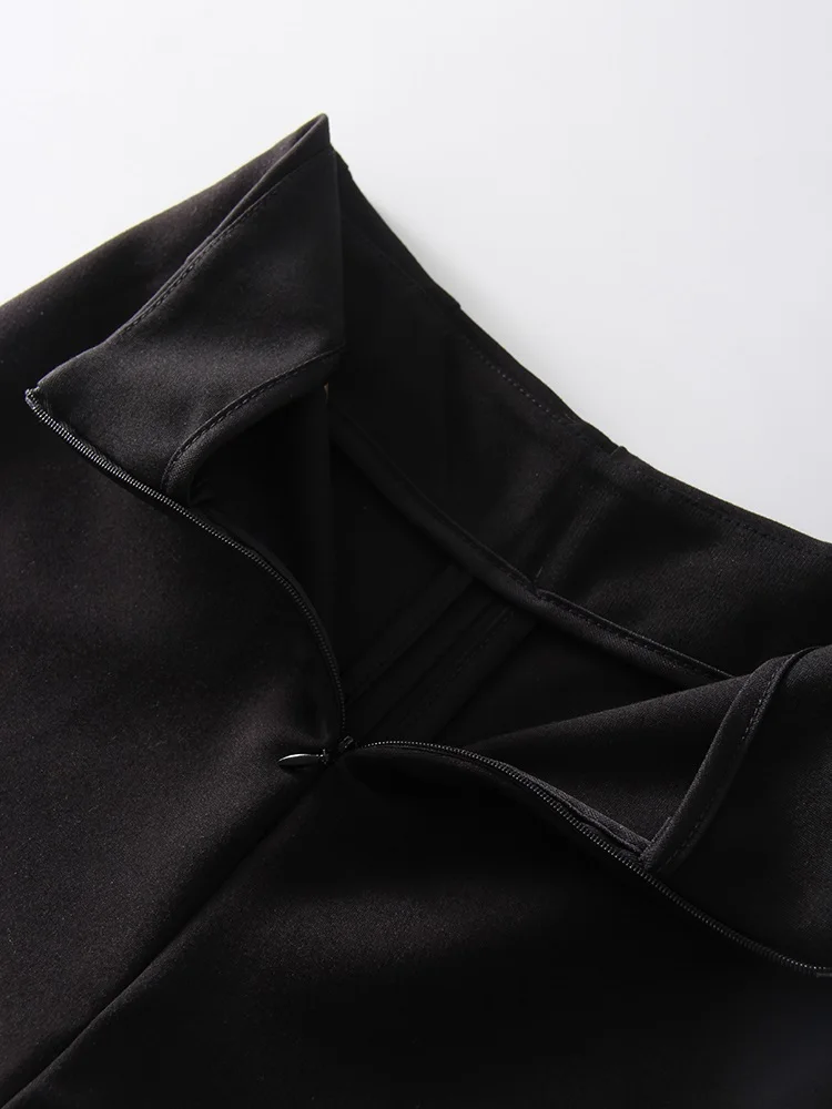 Streamgirl Black Micro Shorts For Women High Waist Invisible Zipper Elastic Mini Shorts For Women Casual Women's Summer Shorts