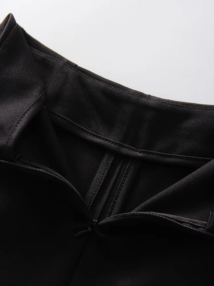 Streamgirl Black Micro Shorts For Women High Waist Invisible Zipper Elastic Mini Shorts For Women Casual Women's Summer Shorts