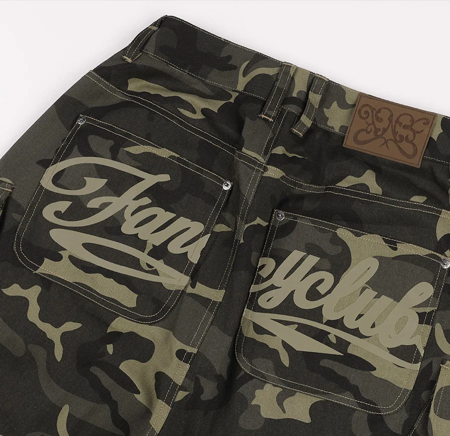 Women's Techwear Camo Cargo Shorts Streetwear High Waist Loose Multi-Pocket Zipper Drawstring Casual Harajuku Summer Bottoms