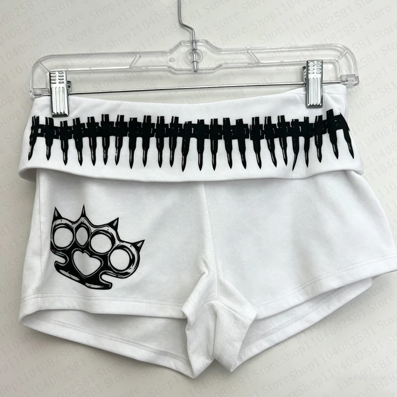 Summer Aesthetics Retro 2000s Fashion Geometric Print Casual Basic Shorts Gothic Hip Hop Rock Street Style Emo Girls Punk