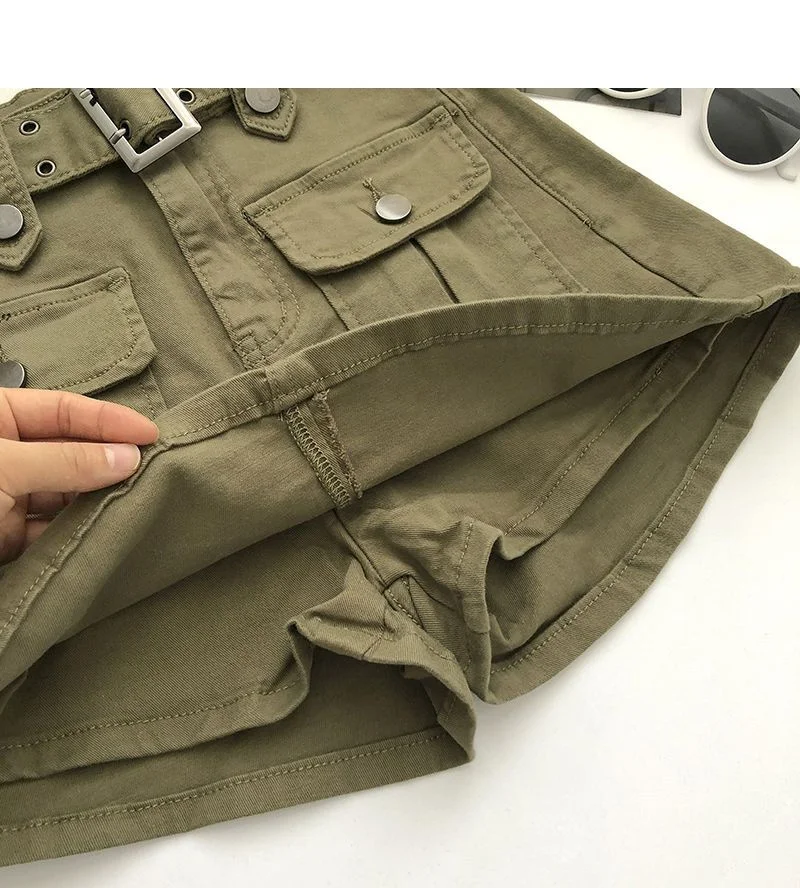 2026 Summer Safari Style Women Denim Pantskirt High-waist Short Slim A-line Jean Skirts Lady Anti-expose Lining Wide-leg Shorts