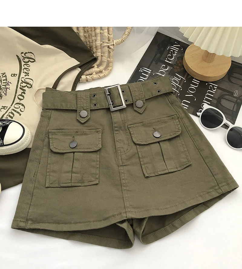 2026 Summer Safari Style Women Denim Pantskirt High-waist Short Slim A-line Jean Skirts Lady Anti-expose Lining Wide-leg Shorts