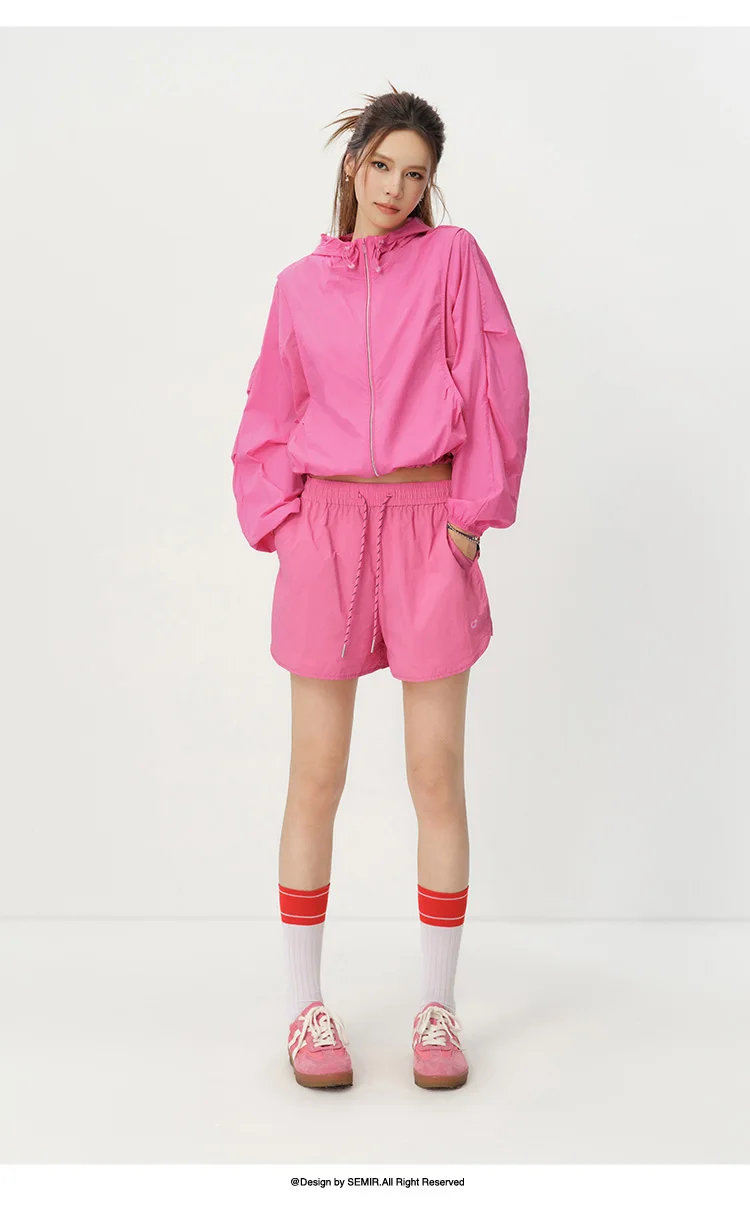 Semir Women Pants Casual Cool Feeling Color Block Loose Moisture Wicking Quick Dry 2026 Summer Outdoor Sports Style Top