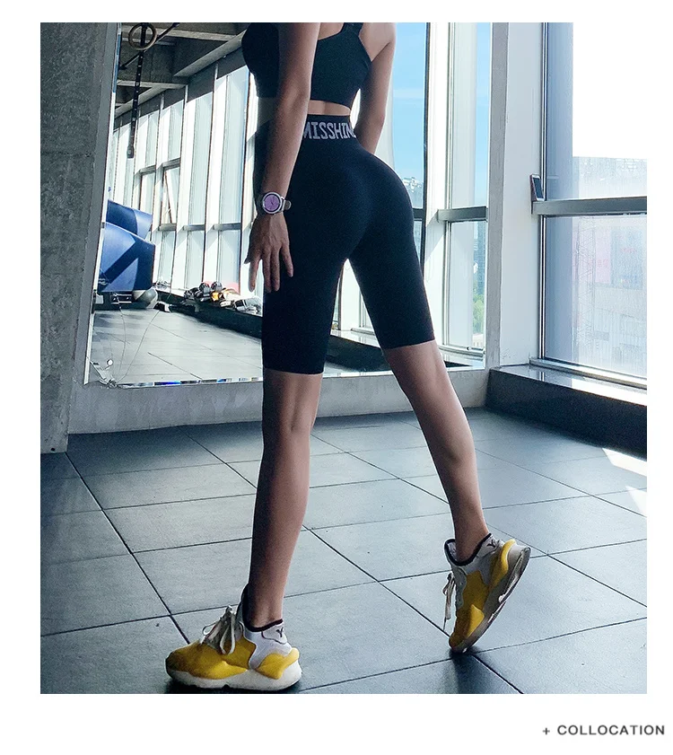 BIVIGAOS Summer High Waist Sport Shorts Women Quick-Drying Elastic Running Fitness Knee Length Biker Shorts Sexy Workout Shorts