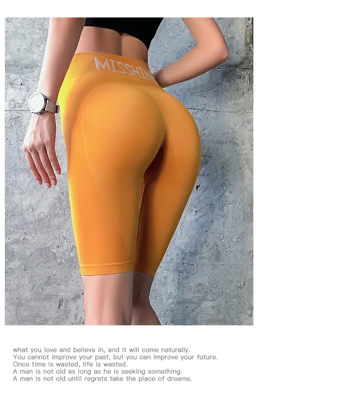 BIVIGAOS Summer High Waist Sport Shorts Women Quick-Drying Elastic Running Fitness Knee Length Biker Shorts Sexy Workout Shorts