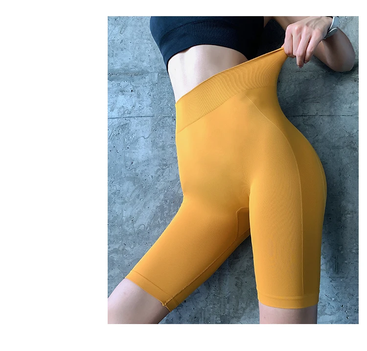 BIVIGAOS Summer High Waist Sport Shorts Women Quick-Drying Elastic Running Fitness Knee Length Biker Shorts Sexy Workout Shorts