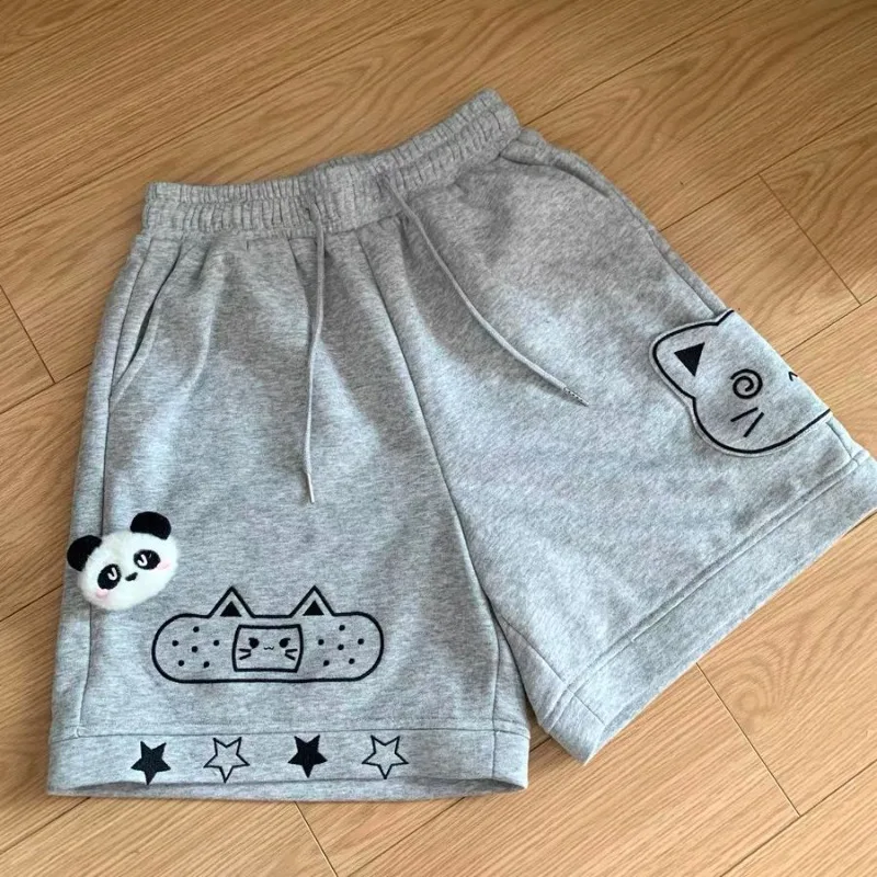 Casual Cat Print Shorts for Women Streetwear Fashion Short Mujer 2025 New Bottoms Summer Y2k Pants Pantalones Cortos De Mujer