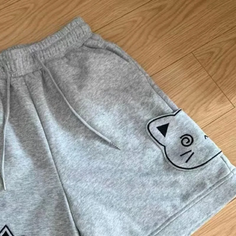 Casual Cat Print Shorts for Women Streetwear Fashion Short Mujer 2025 New Bottoms Summer Y2k Pants Pantalones Cortos De Mujer