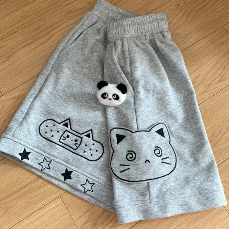 Casual Cat Print Shorts for Women Streetwear Fashion Short Mujer 2025 New Bottoms Summer Y2k Pants Pantalones Cortos De Mujer