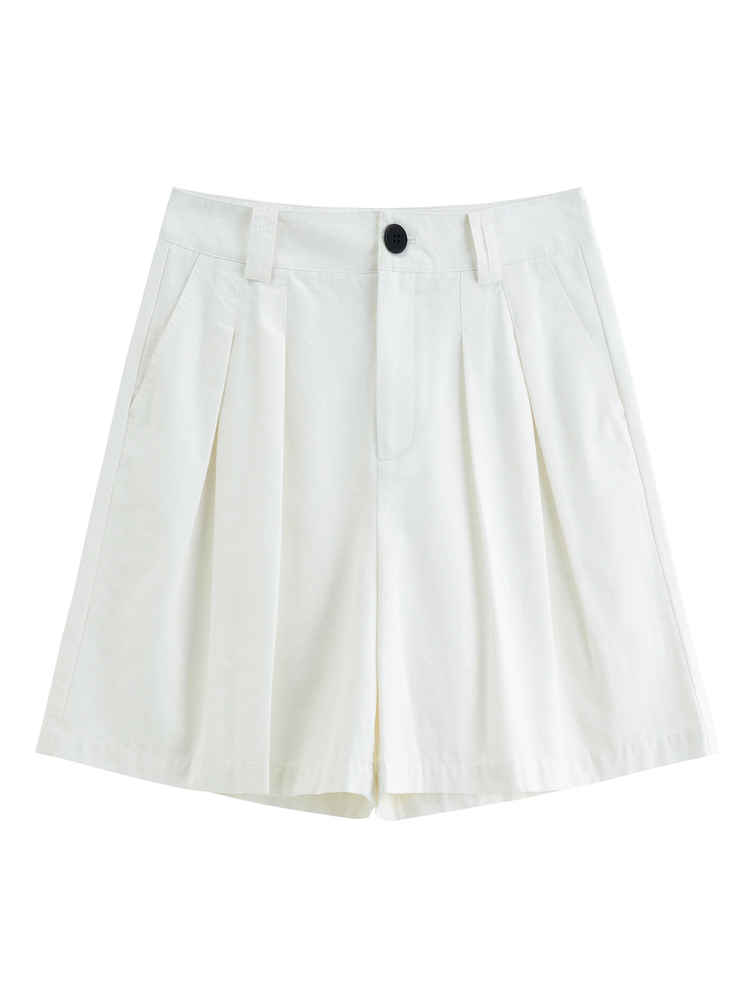 DUSHU High-waisted A-line Wide-leg Shorts White Cool Style Perfect for Summer 2026 Blue Simple Leisure Cotton Cozy Daily