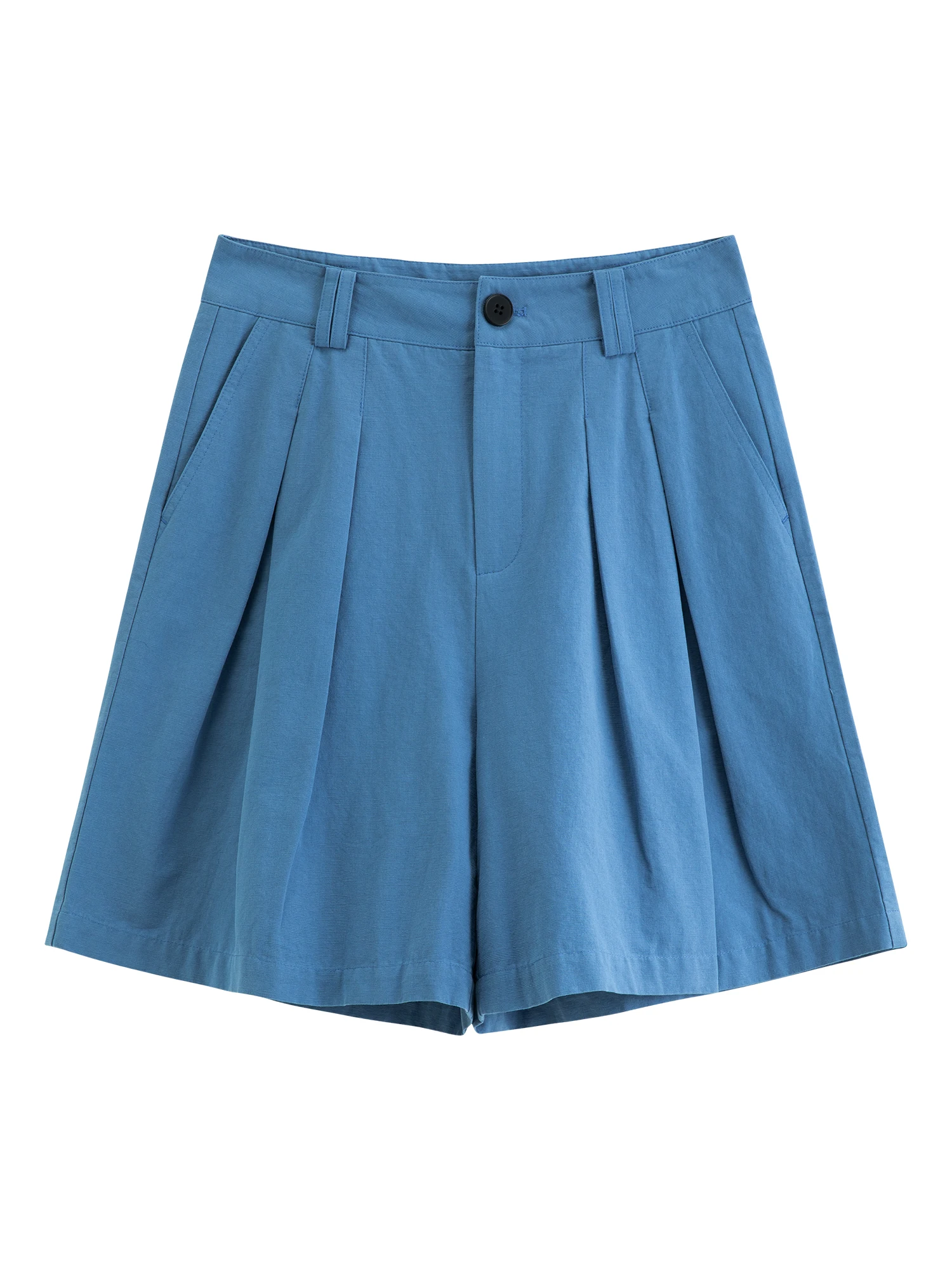 DUSHU High-waisted A-line Wide-leg Shorts White Cool Style Perfect for Summer 2026 Blue Simple Leisure Cotton Cozy Daily