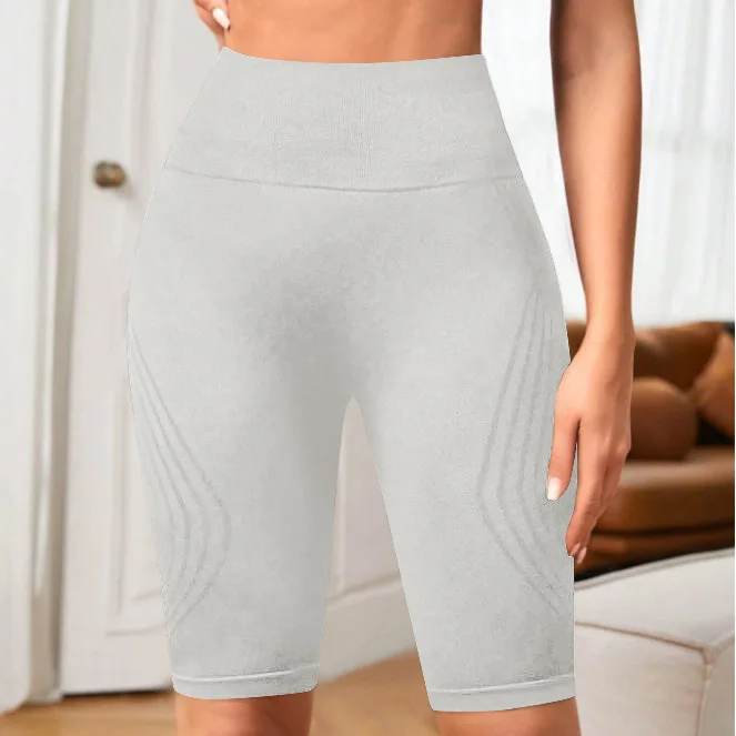 Women Knited Slim Shorts High Waist Seamless Yoga Shorts Workout Running Linear Aesthetic Leggings Stretchy Push Up Butt  Shorts