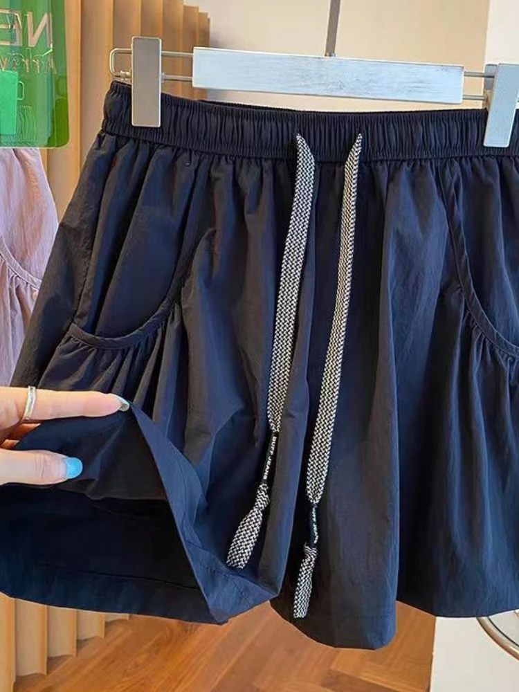 2025 New Bottoms Fashion Womens Shorts Elastic Waist Casual Summer Short Mujer Pockets Korean Pants Pantalones Cortos Mujer