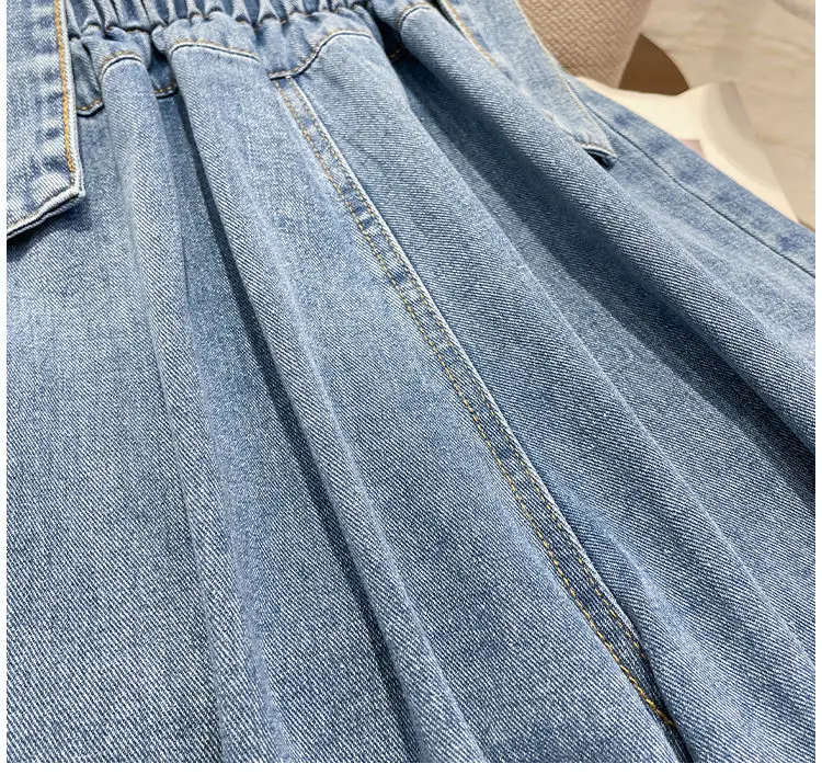 Fashion Denim Shorts Women Clothing Summer Overalls Heavy Beading Ruffles Pantalones Cortos De Mujer Korean Y2k Wide Leg Pants