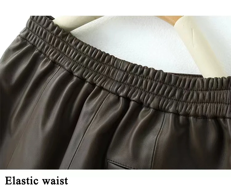 Leather Bermuda Shorts Women Spring Harajuku Casual Straight Wide Leg Trousers Mujer Side Sewing Pantalones Cortos Long Shorts