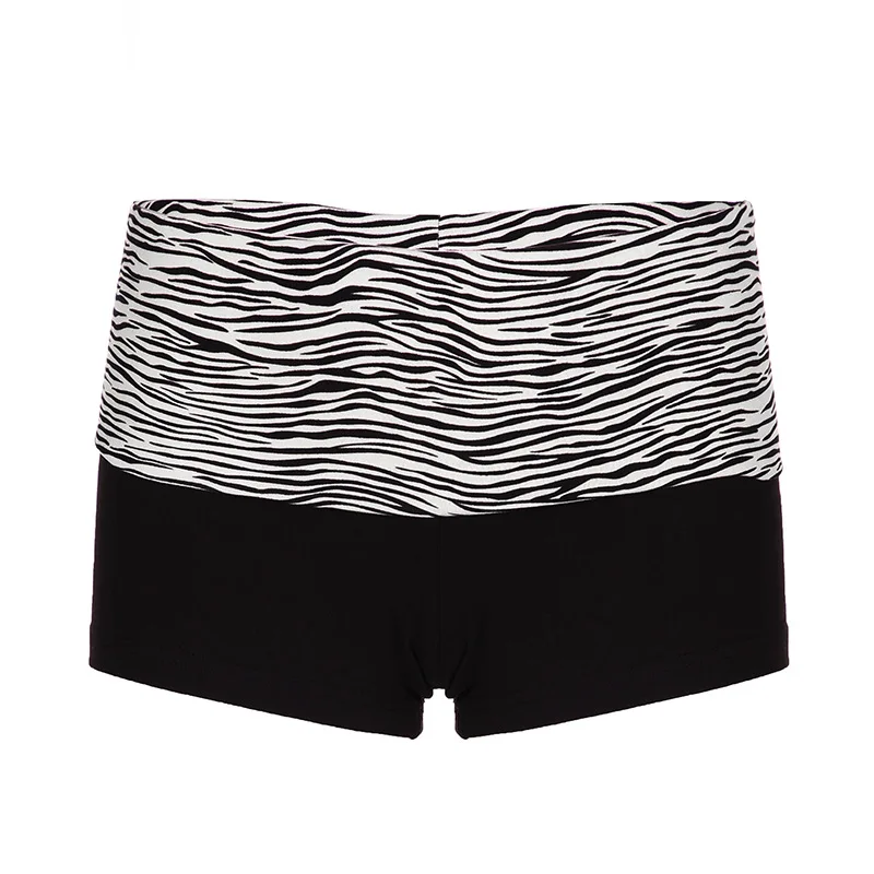 Fashionable Color Blocked Zebra Print Waist Cinched Sports Shorts, Spicy Girl Elastic Slim Fit Basic Casual Hot Pants