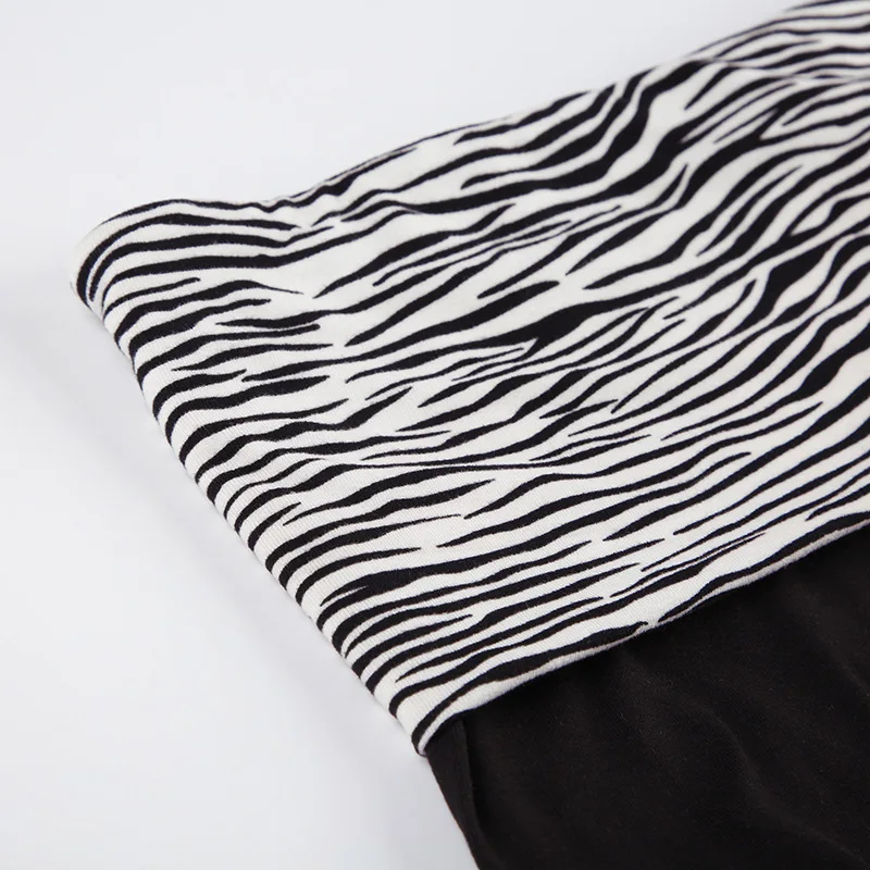 Fashionable Color Blocked Zebra Print Waist Cinched Sports Shorts, Spicy Girl Elastic Slim Fit Basic Casual Hot Pants