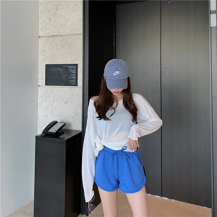 Cotton Casual Shorts Women High-Waisted Shorts Cycling Running Sports Hot Pants Straight-Leg Loose Pants Gym Yoga Hot Pants