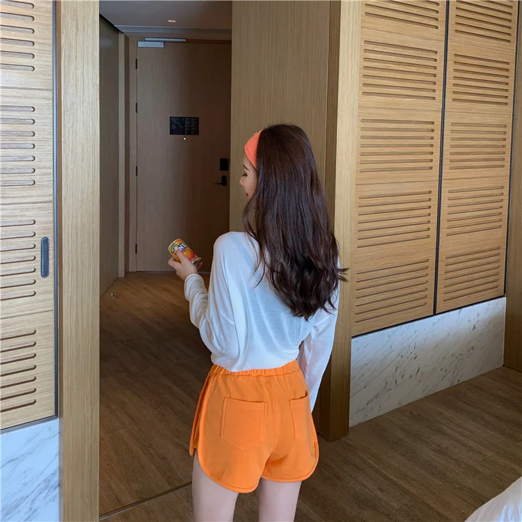 Cotton Casual Shorts Women High-Waisted Shorts Cycling Running Sports Hot Pants Straight-Leg Loose Pants Gym Yoga Hot Pants