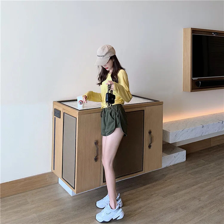 Cotton Casual Shorts Women High-Waisted Shorts Cycling Running Sports Hot Pants Straight-Leg Loose Pants Gym Yoga Hot Pants