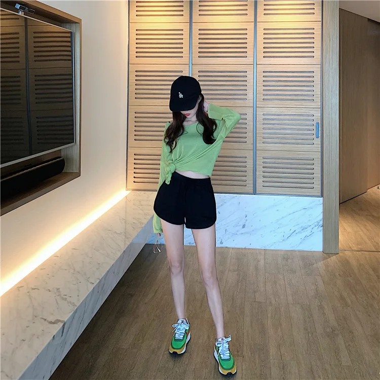 Cotton Casual Shorts Women High-Waisted Shorts Cycling Running Sports Hot Pants Straight-Leg Loose Pants Gym Yoga Hot Pants
