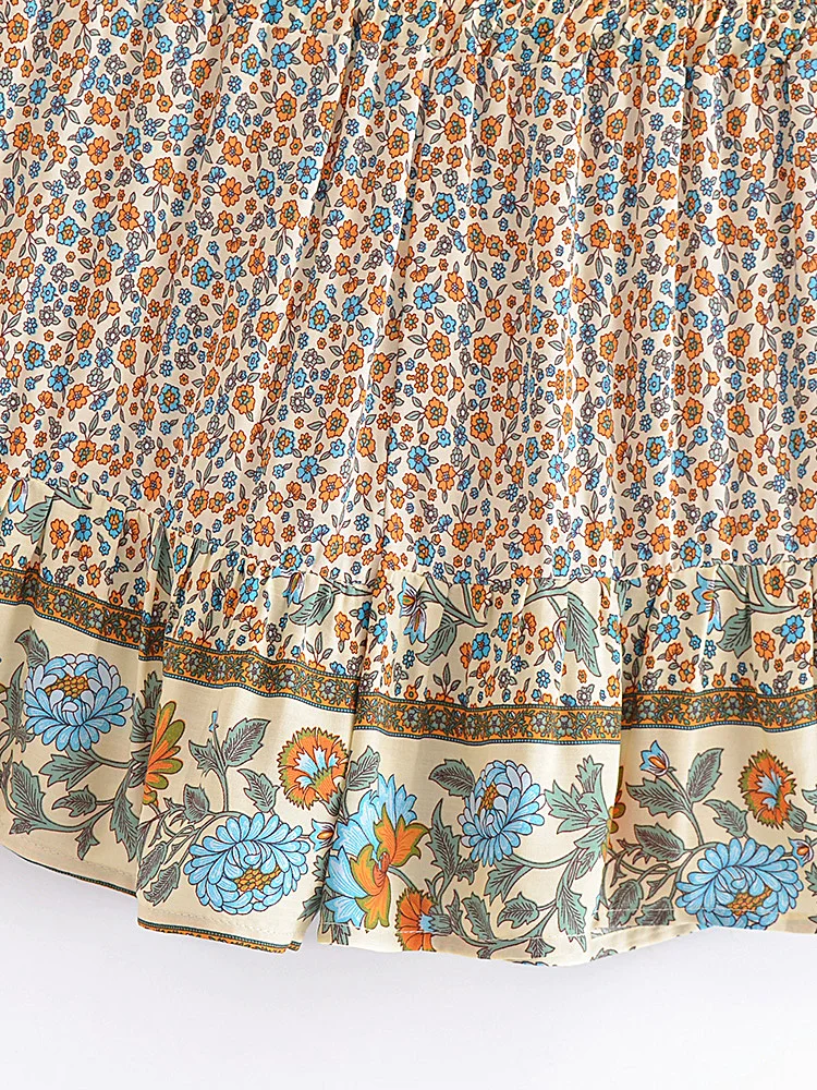 Vintage Chic Women Wild Floral Print Happie Summer Bohemian Short Ladies Beach Large Size High Waist Rayon Boho Shorts