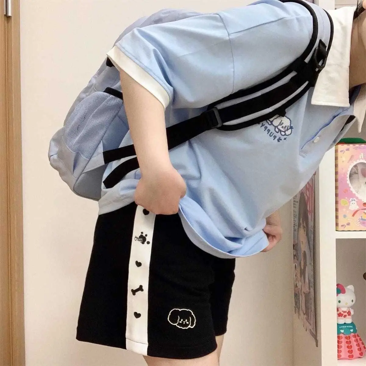 HOUZHOU Japanese 2000s Style Y2k Shorts Baggy Kawaii Harajuku Sweatpants Cute Sweet Sports Pants Oversize Korean Fashion Summer