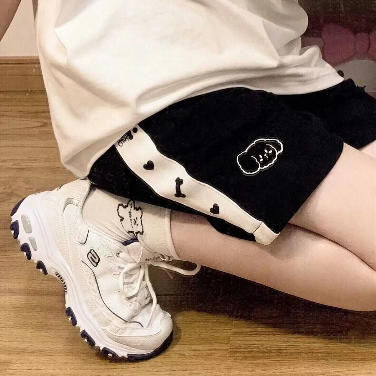 HOUZHOU Japanese 2000s Style Y2k Shorts Baggy Kawaii Harajuku Sweatpants Cute Sweet Sports Pants Oversize Korean Fashion Summer