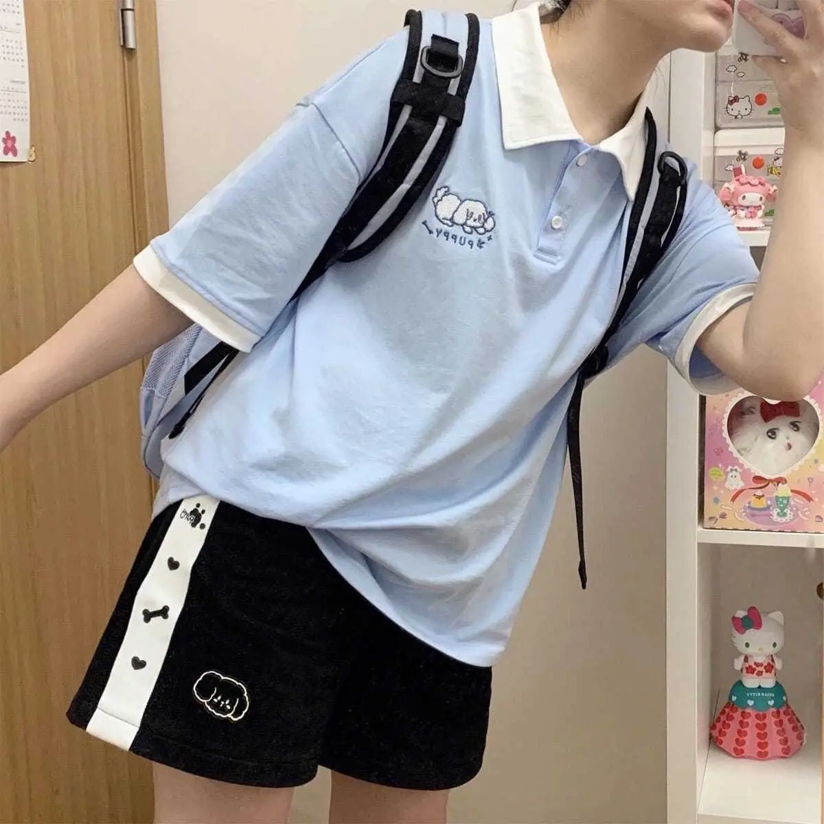 HOUZHOU Japanese 2000s Style Y2k Shorts Baggy Kawaii Harajuku Sweatpants Cute Sweet Sports Pants Oversize Korean Fashion Summer