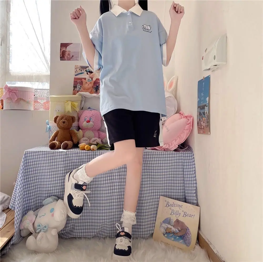 HOUZHOU Japanese 2000s Style Y2k Shorts Baggy Kawaii Harajuku Sweatpants Cute Sweet Sports Pants Oversize Korean Fashion Summer