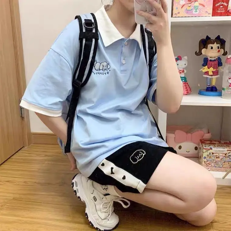 HOUZHOU Japanese 2000s Style Y2k Shorts Baggy Kawaii Harajuku Sweatpants Cute Sweet Sports Pants Oversize Korean Fashion Summer