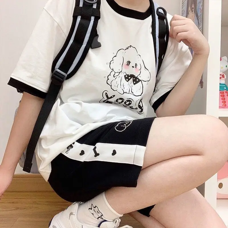 HOUZHOU Japanese 2000s Style Y2k Shorts Baggy Kawaii Harajuku Sweatpants Cute Sweet Sports Pants Oversize Korean Fashion Summer