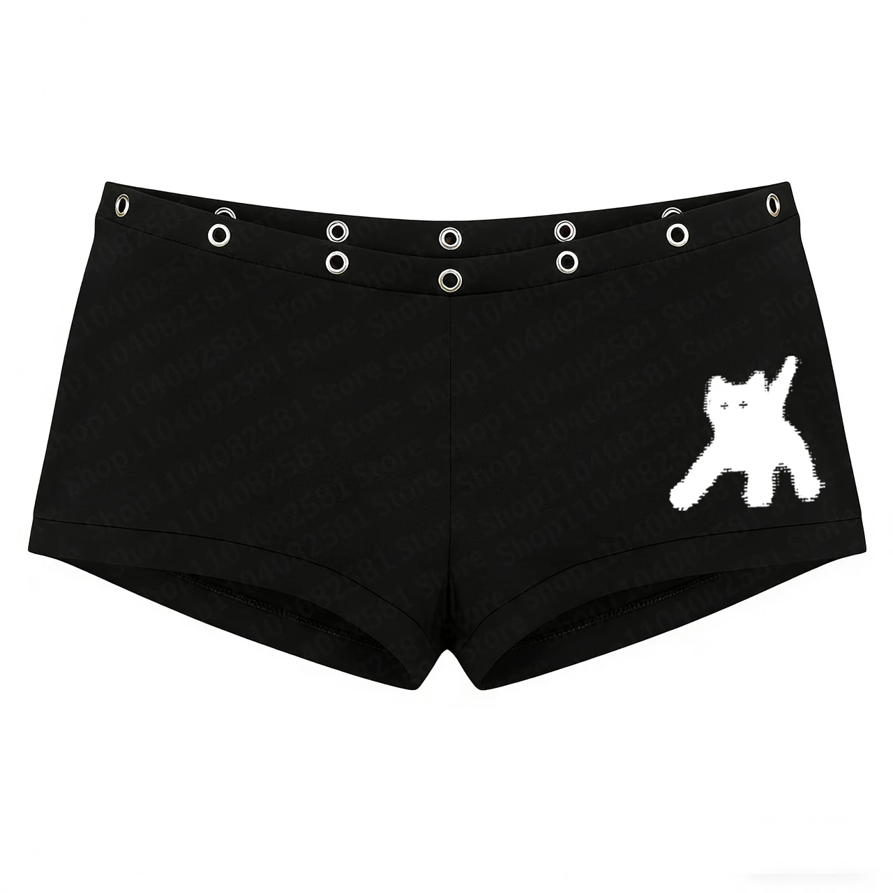 Gothic Cute Cat Print Y2K Fashion Rivet Design Hip Hop Shorts Street Wear Punk Sexy Hot Girl Casual Pants Emotional Rock Punk