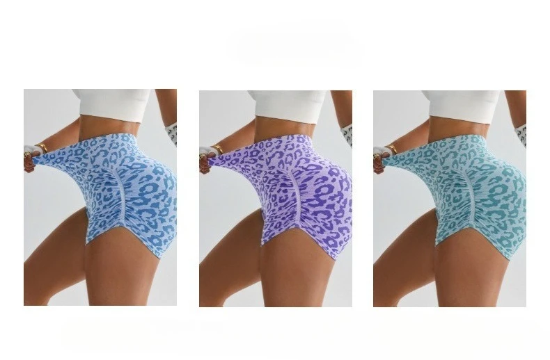 Women High Waist Leopard Print Shorts Seamless Slim Leggings Sexy Hip Liftting Gym Running Cycling Yoga Shorts Summer for Women