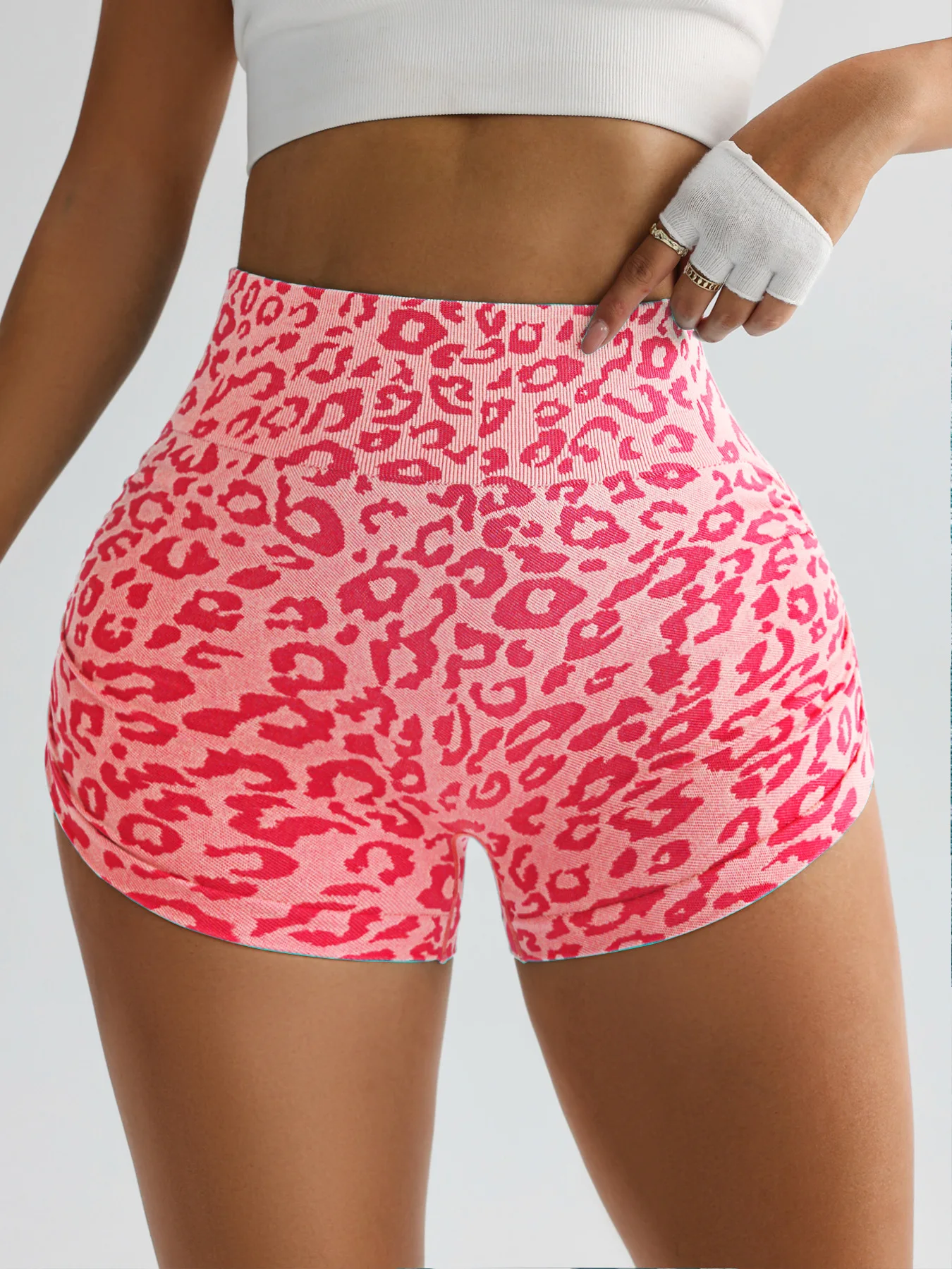 Women High Waist Leopard Print Shorts Seamless Slim Leggings Sexy Hip Liftting Gym Running Cycling Yoga Shorts Summer for Women
