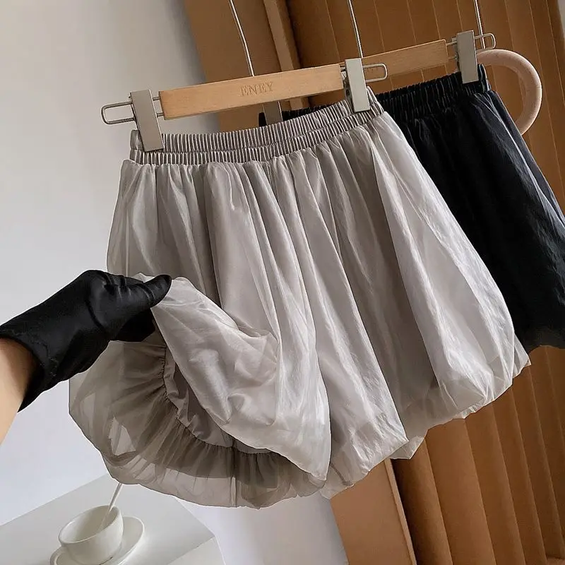 2026 New Summer Women's High Waist 3D Bubble Skort Chiffon A-line Wide Leg Puffy Shorts Casual Versatile Loose Fit Skirt Pants