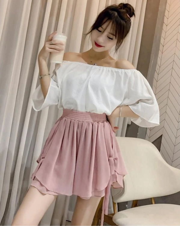 Summer Korean Style Wide Female Short Pants Aesthetic Elegant New In Design XL Baggy Casual Women's Elastic Waist Chiffon Shorts