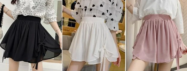 Summer Korean Style Wide Female Short Pants Aesthetic Elegant New In Design XL Baggy Casual Women's Elastic Waist Chiffon Shorts