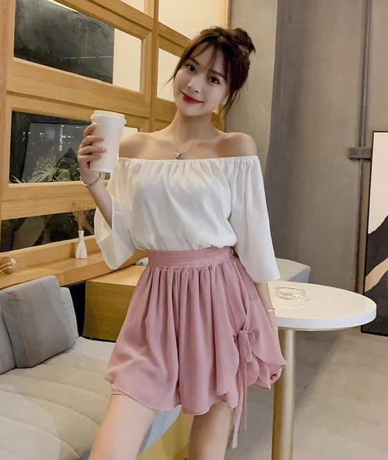 Summer Korean Style Wide Female Short Pants Aesthetic Elegant New In Design XL Baggy Casual Women's Elastic Waist Chiffon Shorts