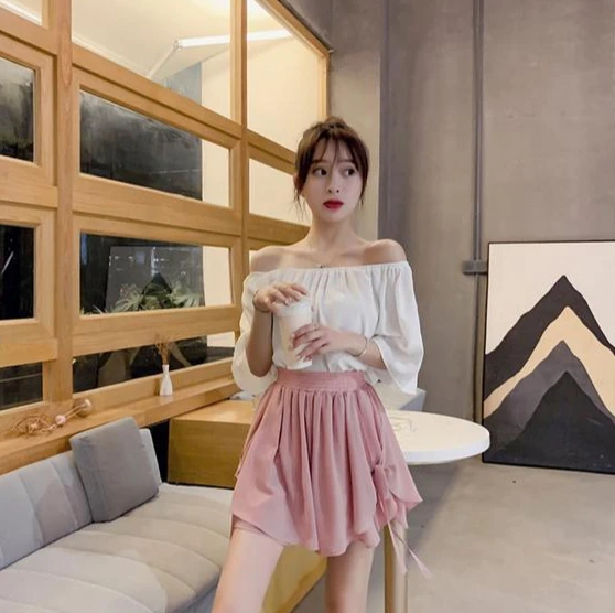 Summer Korean Style Wide Female Short Pants Aesthetic Elegant New In Design XL Baggy Casual Women's Elastic Waist Chiffon Shorts